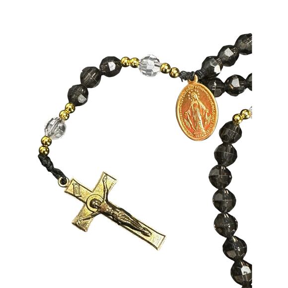 Black Glass Rosary 10 inches around and 15 inches in full length - Picture 5 of 5